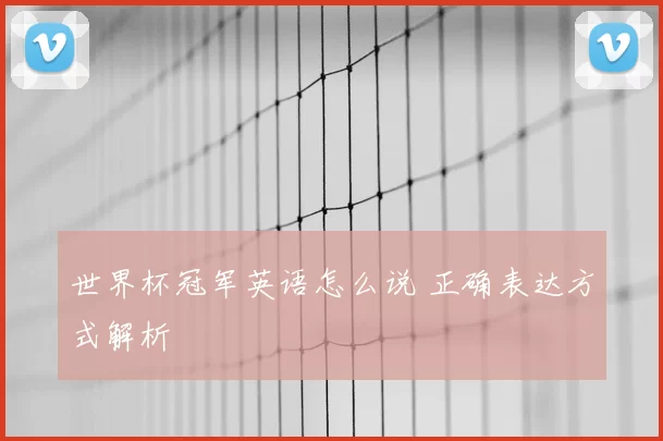 世界杯冠军英语怎么说 正确表达方式解析